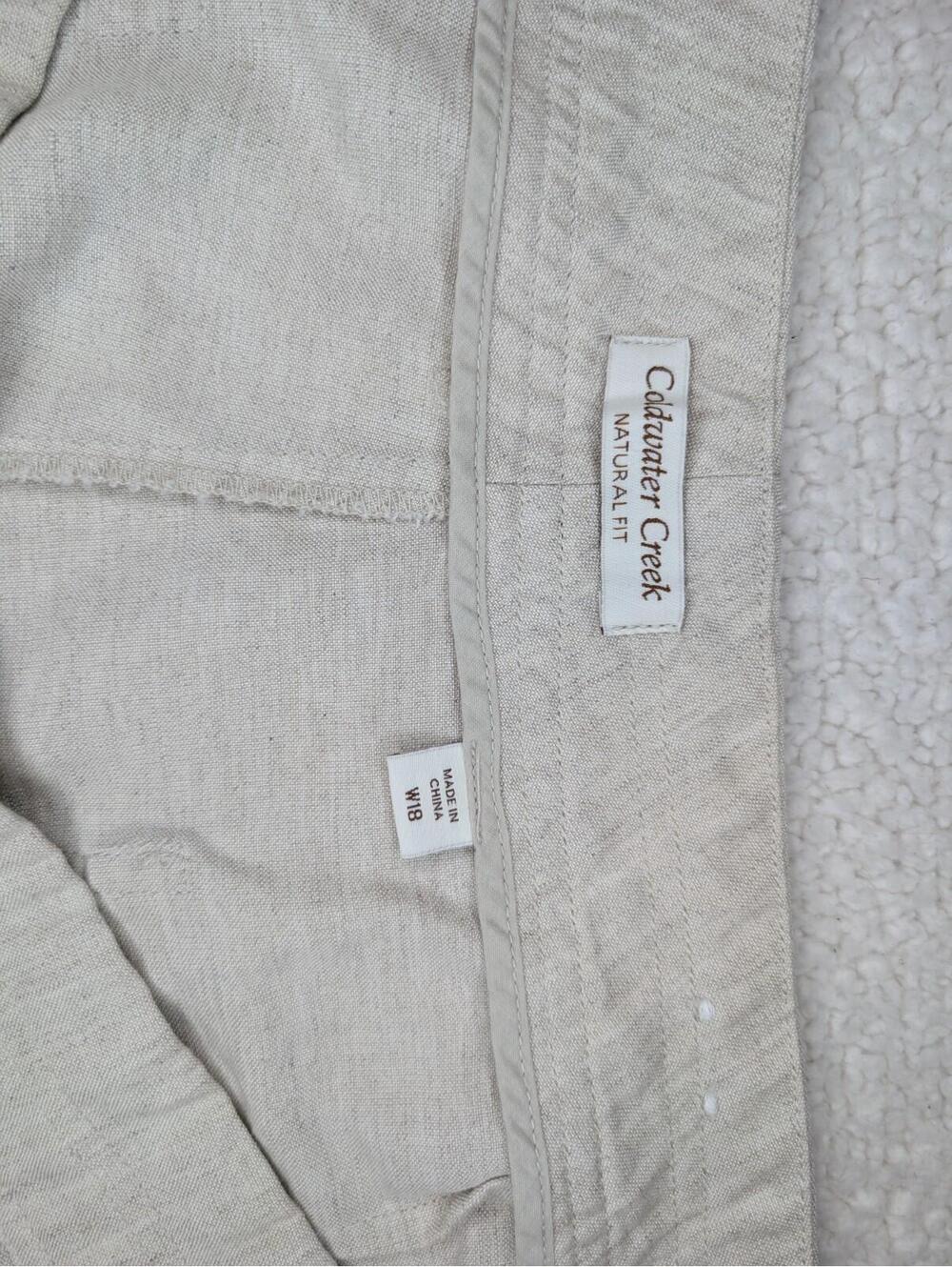 Coldwater Creek Womens Beige Linen Blend Pants Size 18 Relaxed Straight Leg - Picture 6 of 9